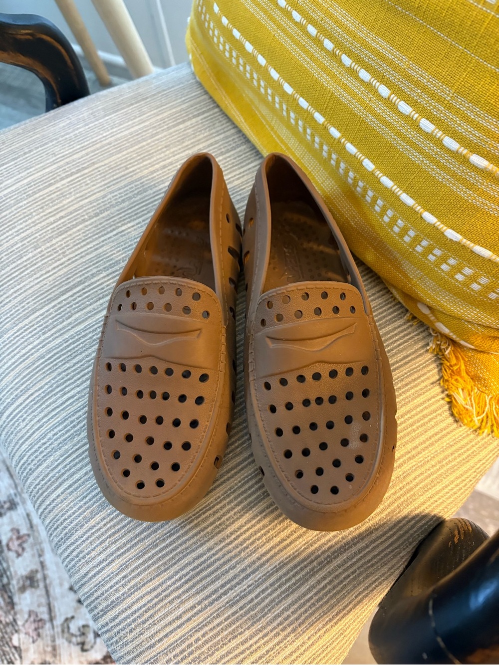 Brown Perforated Slip-On Loafers